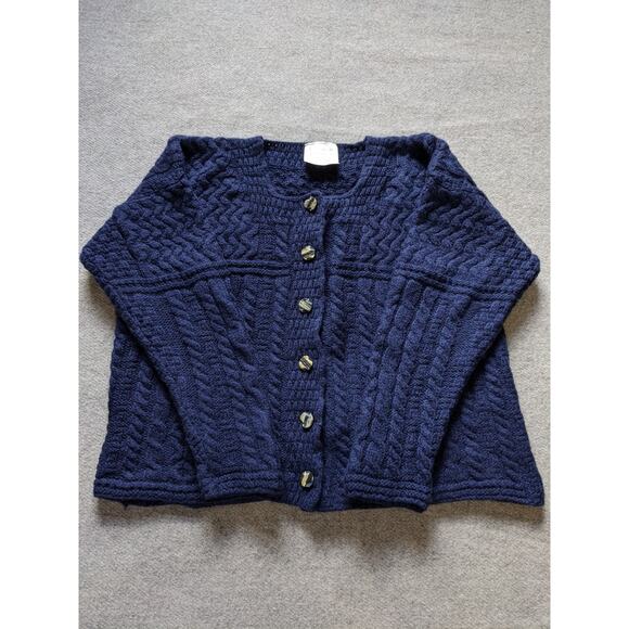 Kilronan Merino Wool Sweater Womens Size S Blue Chunky Knit Cable Blue Ireland - Picture 1 of 8